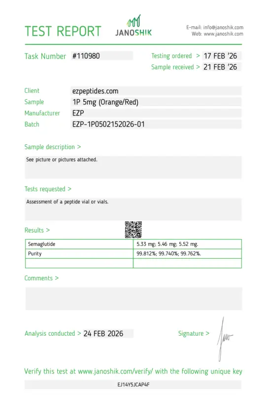 EZP-1P 5mg &ndash; (10 vials/Kit) COA