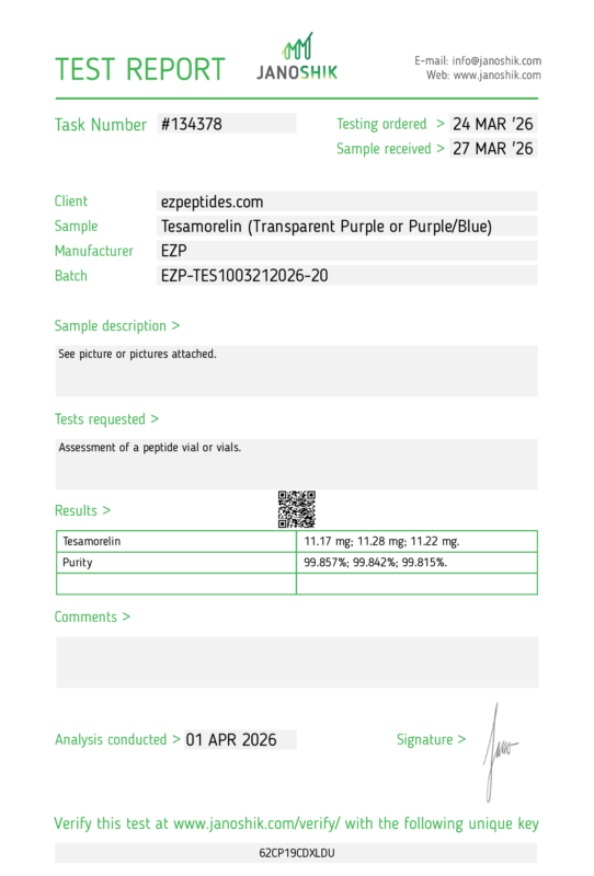 Tesamorelin 10mg COA
