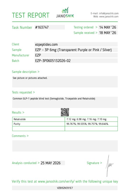 EZP-3P 6mg &ndash; (10 vials/Kit) COA