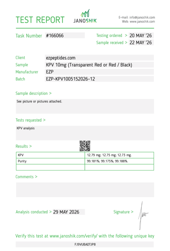 KPV 10mg COA