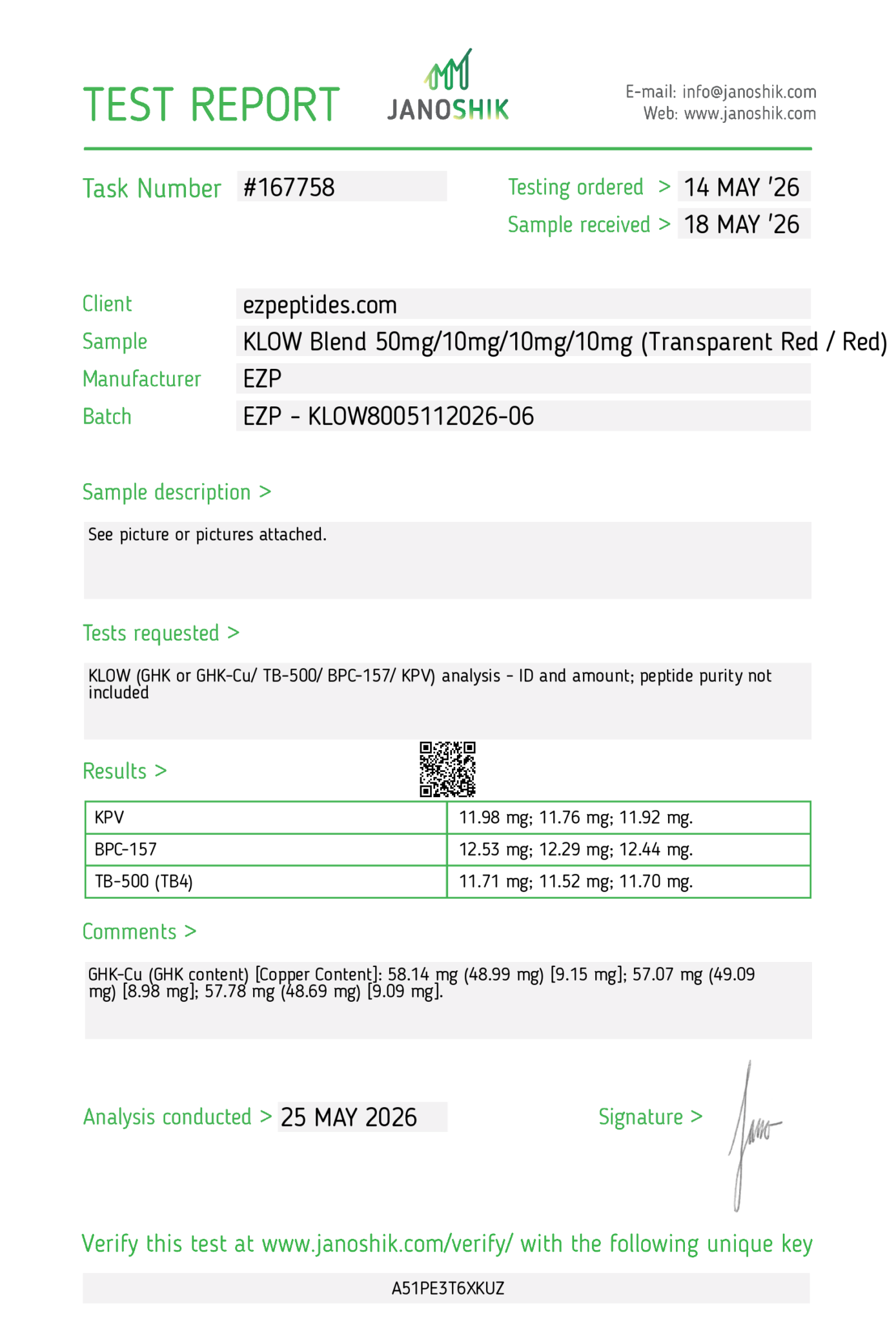 EZ Peptides VIP certificate of analysis 2