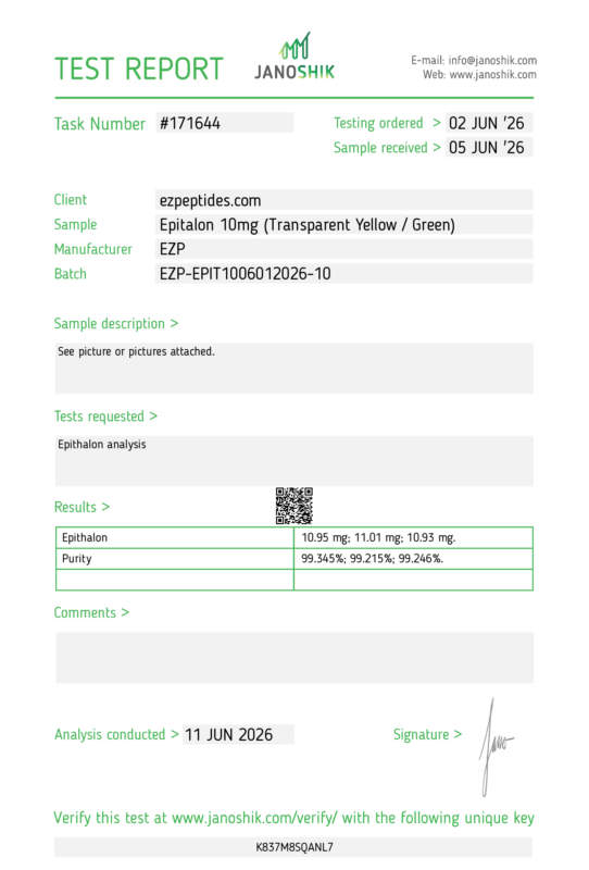 Epitalon 10mg COA