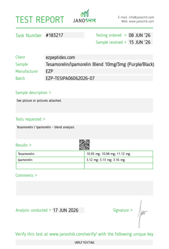 Tesamorelin / Ipamorelin Blend &ndash; 10mg / 3mg COA