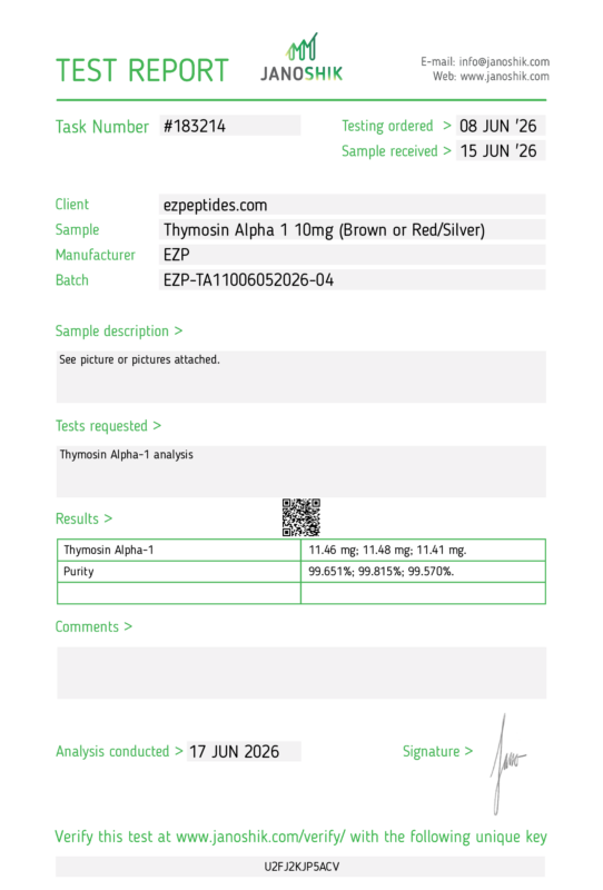 Thymosin Alpha 1 10mg COA