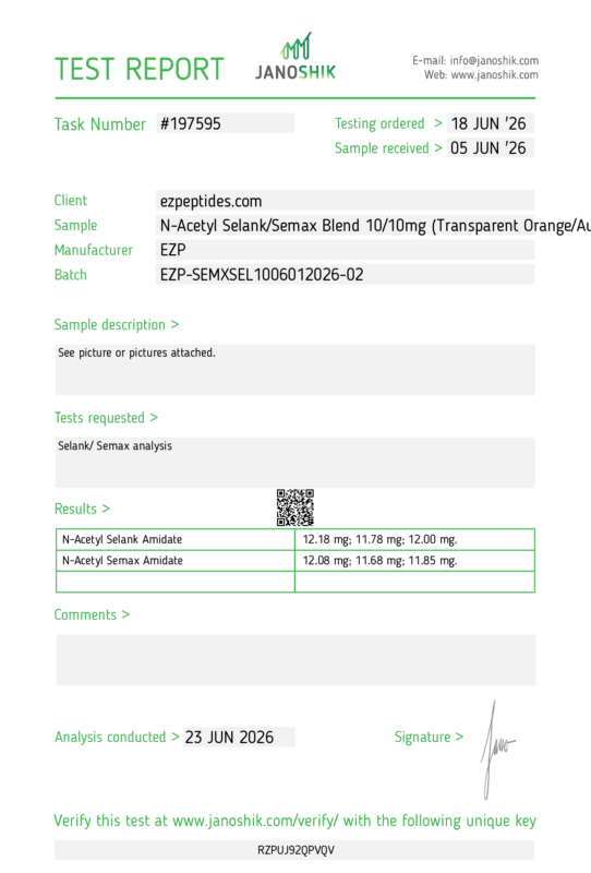 Semax/Selank Blend &ndash; 10mg/10mg COA