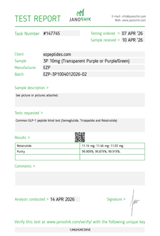 EZP-3P 10mg &ndash; (10 vials/Kit) COA