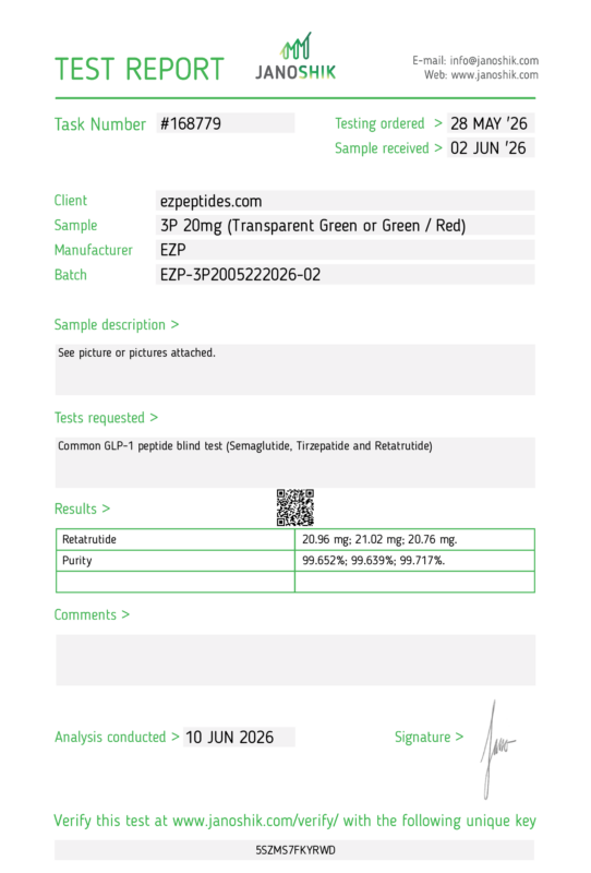 EZP-3P 20mg &ndash; (10 vials/Kit) COA